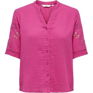 Only - Onlthyra Life SS V-neck Shirt - Fuchsia Purple - Blouse