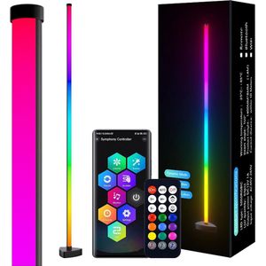 1.4M - Smart LED Vloerlamp - Met App / Afstands- Bediening - Gaming RGB Lamp - Sfeerverlichting voor Elke Stemming & Activiteit - Synchroniseer met Muziek - Instelbare Helderheid - 300+ Modi en Miljoenen Kleuren - IR Afstandsbediening - 1.4 Meter