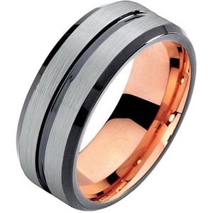 Mendes heren ring Wolfraam Rose Verguld Mat Zilver 8mm-18mm