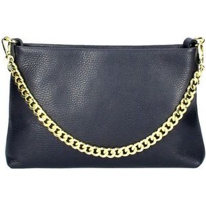 Donker Blauwe Leren Schoudertas Chain - Leer Leder - Clutches Schoudertassen - Dames Tassen - Navy Donker Blauw