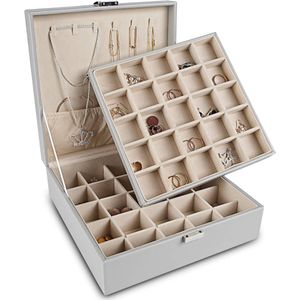 Oorbel Organizer Klassieke Sieraden Doos met 50 Slots en Dubbellaags Ontwerp voor Kettingen en Armbanden