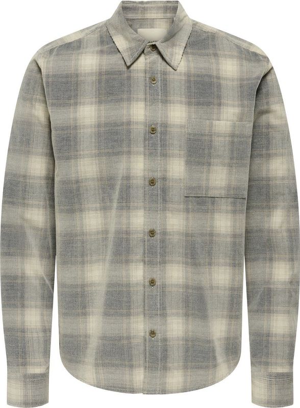 Only & Sons William Overhemd - Herenblouse lange mouw - Blue Nights Falcon/Silver Lining