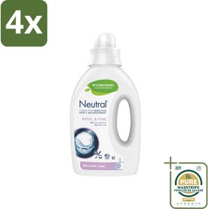 Neutral Vloeibaar Wasmiddel Wol & Fijn 20 Wasbeurten 1 liter - Voordeelverpakking - 4 stuks - Parfumvrij - Hypoallergeen