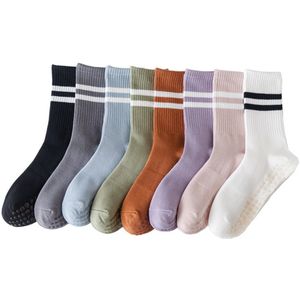 8 paar antislip yogasokken - unisex Pilatessokken - antislip dubbel gestreepte sokken - zweetafvoerend - katoenen sokken met volledige teen - geschikt voor dans, ballet, fitness en thuis