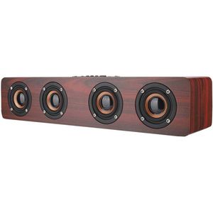Houten Bluetooth Soundbar - 12W HiFi TV-luidspreker met AUX, TF-kaart en FM Ondersteuning
