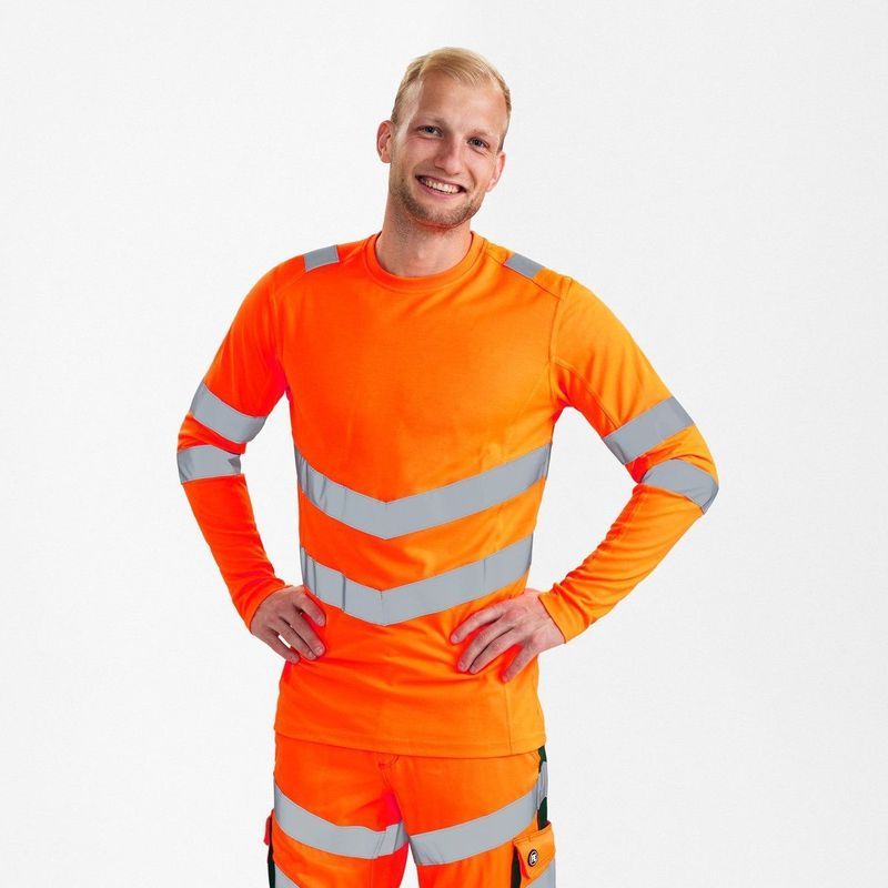 Engel - Safety T-shirt - Hi-vis Orange - Lange Mouwen - EN ISO 20471 Klasse 2