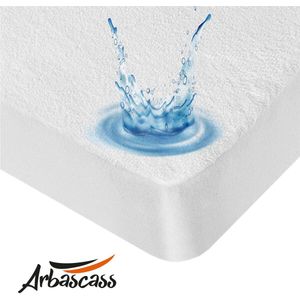 Waterdichte Molton 200X200 cm - Arbascass - Hoeslakenbadstof Matrasbeschermhoezen - Ademend - Antibacteriëel - Incontinentie Matrasbeschermer - Rondom Elastiek - Wit