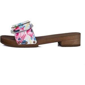 Houten sandalen bloemenfeest met gesp - DINA sandalen - 38