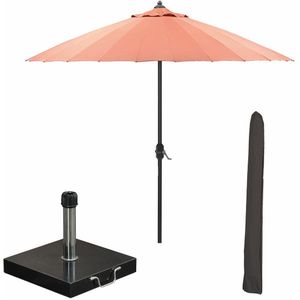Garden Impressions Manilla stokparasol Ø250 cm - koper incl 40 kg Cosmo parasolvoet en parasolhoes