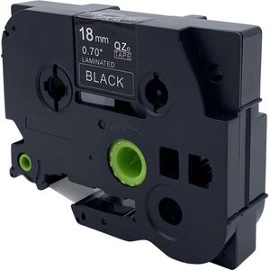 DULA Brother Compatible label tape- Tze-345 - 1 cassette - Brother P-Touch - Wit op zwart - 18mm x 8m