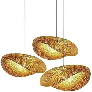 D&B - Plafondlamp - Bamboe Hanglamp - Retro Plafondverlichting - E27 - Hanger Verlichting Schaduw - Bamboe Plafondlamp Armatuur - voor Slaapkamer, Eetkamer, Woonkamer en Hal