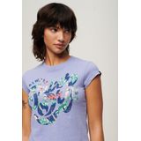 Superdry - Floral Scripted - T-shirt - Paars - Korte Mouwen