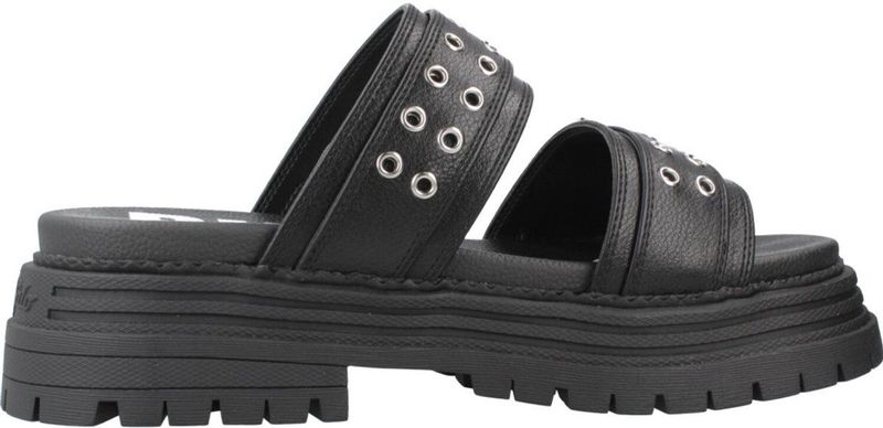 Buffalo - Lennox Loop - Platform Slipper - Zwart - Kunstleer