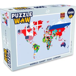 Puzzel Wereld - Kaart - Vlag - Landen - Legpuzzel - Puzzel 1000 stukjes volwassenen