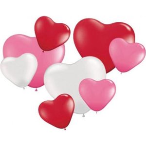 ballonnenset hartjes 25/16 cm latex rood/roze/wit 8 stuks