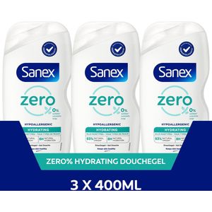 Sanex Zero% Hypoallergenic Hydrating Douchegel - 3 x 400ml - Voordeelverpakking