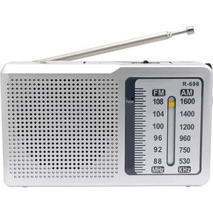 Draagbare Mini Pocket Radio AM/FM op batterijen - Zilver