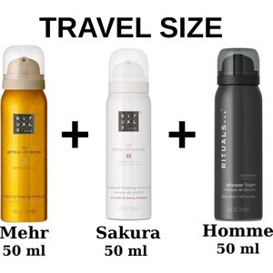 Rituals - Combi Set - Travel Shower Gels - Sakura 50 ml + Mehr 50 ml + Homme 50 ml + Gift Bag - 3X 50 ml = 150 ml - Douchegels - Doucheschuim - Travel Size