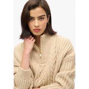 Superdry - Cable Zip Neck Jumper - Trui - Losse Pasvorm