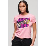 Superdry - Neon Motor Graphic - T-shirt - Roze - Korte Mouwen