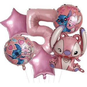 Stitch en Angel Ballonnen Set - Roze Ballonnen - Kinderverjaardag - Feestversiering - Verjaardag Versiering - Stitch en Angel - Disney Kinderfeestje - Feestpakket - Roze Verjaardag Ballonnen- Stitch Ballonnen - Jomazo