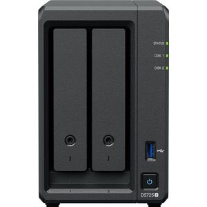 Synology - DS725+ - NAS - Zwart - 2-Bay - 32TB met 2x 16TB Plus HDD