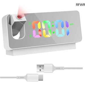 RFWR® Digitale Projectiewekker met Groot LED-display en Temperatuurweergave - 180° Draaibaar, USB Voeding, Slechtzicht Modus en Spraakbesturing