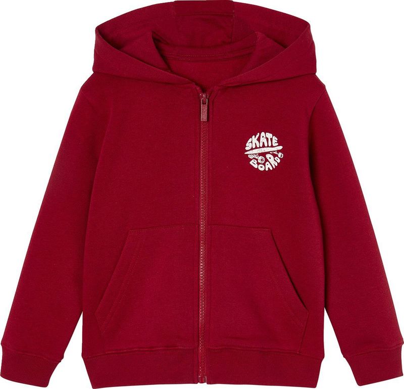 Basics - Jongenssweater - Rood - Met Rits en Capuchon