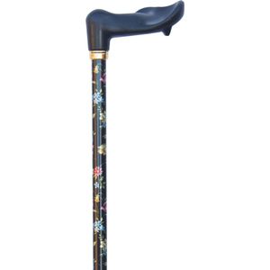 Classic Canes - Verstelbare Wandelstok - Zwart - Bloemen - Ergonomisch Handvat - Aluminium - Lengte 75 - 99 cm