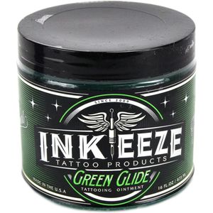 INK EEZE Green Glide 473 ml tattoocrème - TATTOO nazorgcreme - 30 ML | Vegan Tattoo Verzorging | Tatoeage Nazorg Zalf | Bescherming Nieuwe Tattoo | Balsem | Crème | Verzorgingsspray |Tatoeage Boter | Verdovend | PMU | Beauty | Desinfectie |