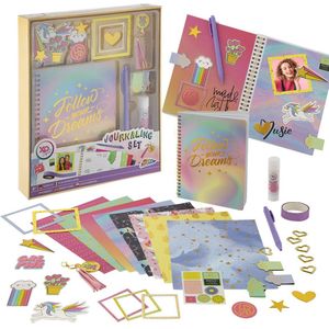 Grafix Journaling Set Unicorn | 105-Delige Bullet Journal Set - Notitieboek A6 - Dagboek - Accessoires - Balpen - Sleutelhanger - Lijmstift - Glittertape - Hartvormige Paperclips - Magnetische Clips - Stickers - Sjablonen - Scrapbook voor Meisjes