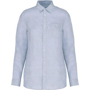 Afgewassen linnen damesblouse overhemd Linen Blue - XS