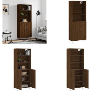 vidaXL Hoge kast 69-5x34x180 cm bewerkt hout bruineikenkleurig - Hoge Kast - Hoge Kasten - Hoge Kast Met Lade - Kast