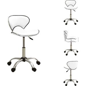 vidaXL Salonkruk - s- Stijlvolle - Werkstoel - Afmeting- 46.5x48.5 cm - Kleur- Wit - Materiaal- Kunstleer en verchroomd staal - Ken- In hoogte verstelbaar - Bureaustoel