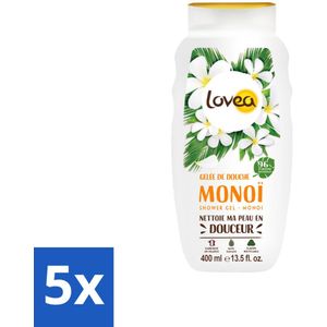Lovea – Douchegel – Sulfaatvrij Monoï – Zachte reiniging – 400 ml - Bulkverpakking - 5 stuks