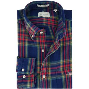 Gant - Casual Overhemd - Blauw - Flanel - Regular Fit