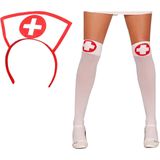 Sexy zuster/verpleegster verkleed set - 2-delig - diadeem/stethoscoop/spuit/kouseband/kousen