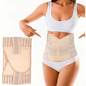 Sluitlaken - Postpartum Buikband - Buikbanden - Buikband na Zwangerschap - Revalidatiegordel na de geboorte - Buikgordel met rugsteun voor dames (L) - Beige