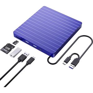 Externe cd-dvd-drive USB 3.0 & Type-C DVD-CD+/-RW-brander voor pc laptops - USB SD/TF - Windows 11/10 - MacOS