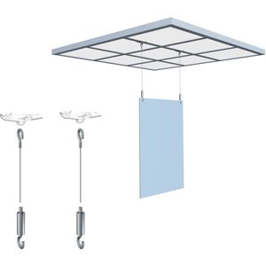 Artiteq - Ophangset Systeemplafond - Complete Set - 2 Plafondclips - 2 Staaldraad - 2 Zelfklemmende Haken