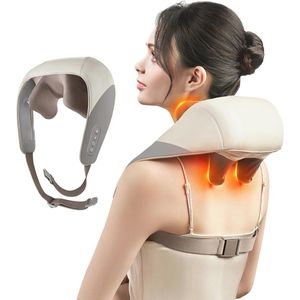 Mini Shiatsu Nekmassageapparaat met Warmte - Elektrische Massager voor Nek, Rug en Schouders - Diepweefsel Pijnverlichting