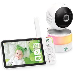 Video babyfoon met 5 inch 720p HD display, 360° Pan & Tilt, 8x zoomcamera, kleuren-nachtzicht, nachtlicht, tweewegintercom en slimme sensoren