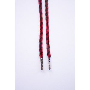 Schoenveters koord 120cm - zwart rood gestreept - antracieten veterstiften veters voor wandelschoenen, werkschoenen en meer