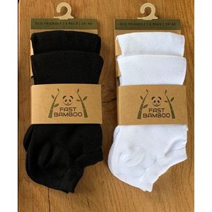 6 paar bamboe sokken - sneaker -  wit - maat 35-38
