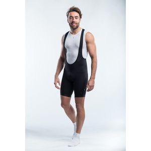 BBB Cycling Fietsbroek Heren met Zeem - Originals Padding - Wielrenbroek Heren met Bretels - Ademend Mesh - PowerFit BibShorts - Zwart - Maat L - BBW-213