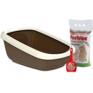 PeeWee EcoGranda XXL Kattenbak Startpakket Bruin/Ivoor - 66,5 x 48,5 x 28 cm