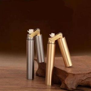 Shape kerosene lighter nunchaku - cylindrical shape - easy to carry - play - decompression sand wheel lighter - smoking accessories - cigar lighter - home lighter - Color A