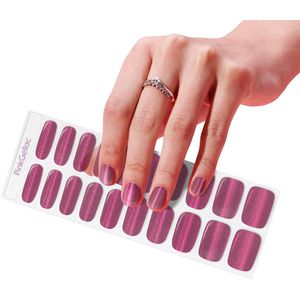Pink Gellac UV Nagelstickers - Gellak Stickers 0027 Cat Eye Flamenco Red - Nail Art Gel Stickers voor Nagels - 20 stuks in 10 maten