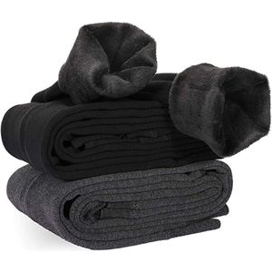Thermo Legging Dames - Dames Thermo Broek - Fleece Warmte En Ondersteuning - 2 Stuks - Voor Winter Gebruik Zwart/Grijs