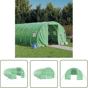 The Living Store Tuinkas met stalen frame 18 m² 6x3x2 m groen - Tuinhuisje - Broeikas - Kweekkas - Plastic Kas - Buitense Serre